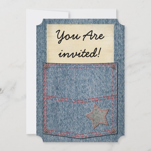 Blue Jeans Pocket Party Invitations (Front)