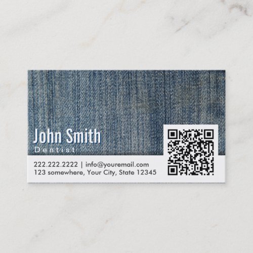 Blue Jeans QR Code Dentist Business Card