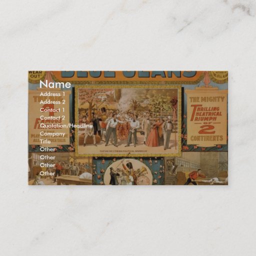 Customizable Blue Jeans Retro Theater Business Card Template