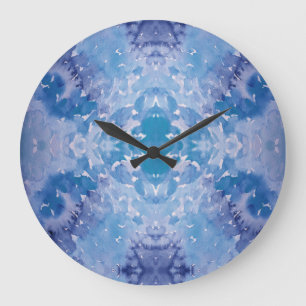 Blue Jeans Retro Tie Dye Large Clock