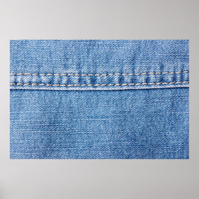 Blue jeans sew closeup texture.  poster (Front)