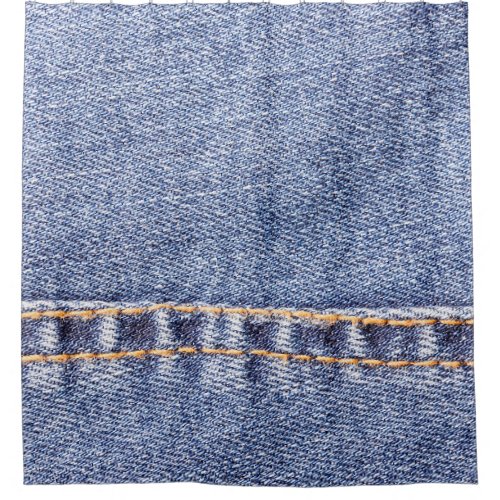 Blue jeans sew closeup texture  shower curtain