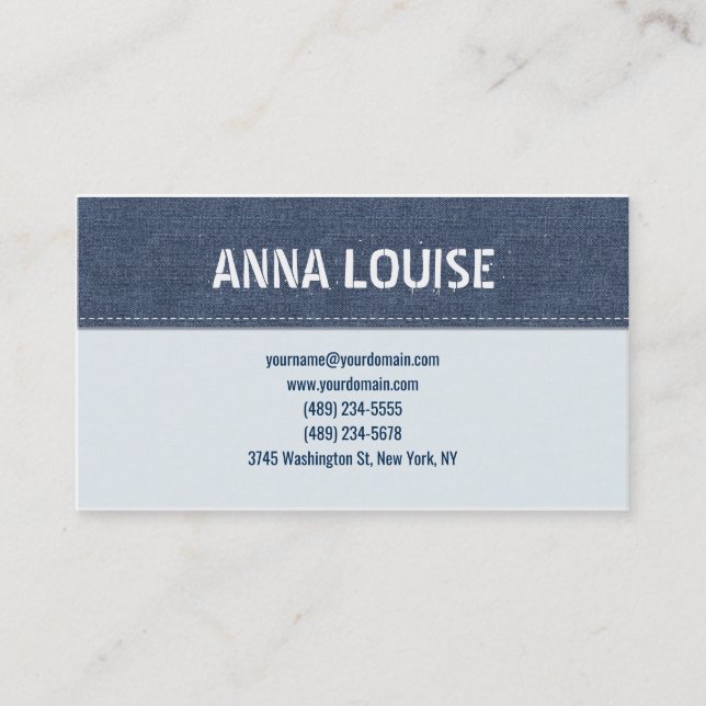 Blue jeans simple business card (Front)