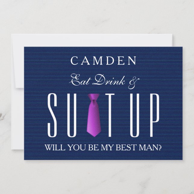 Blue Jeans Textile Suitup Will you be my Bestman Invitation (Front)