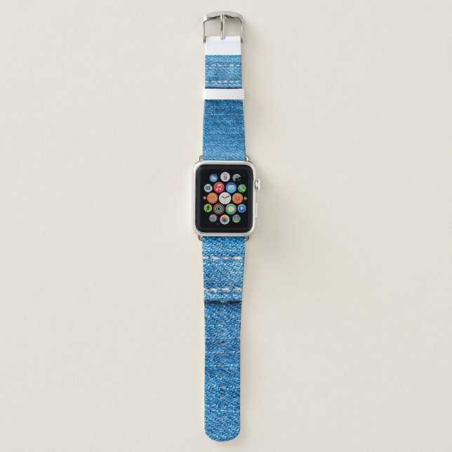 Blue jeans texture background. apple watch band (Front)
