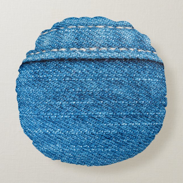 Blue jeans texture background. round pillow (Front)