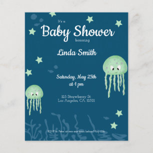 Blue Jellyfish Baby Shower Budget Invitation