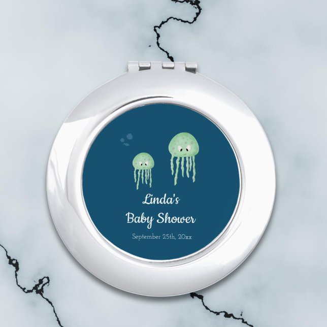 Blue Jellyfish Baby Shower Compact Mirror (Creator Uploaded)