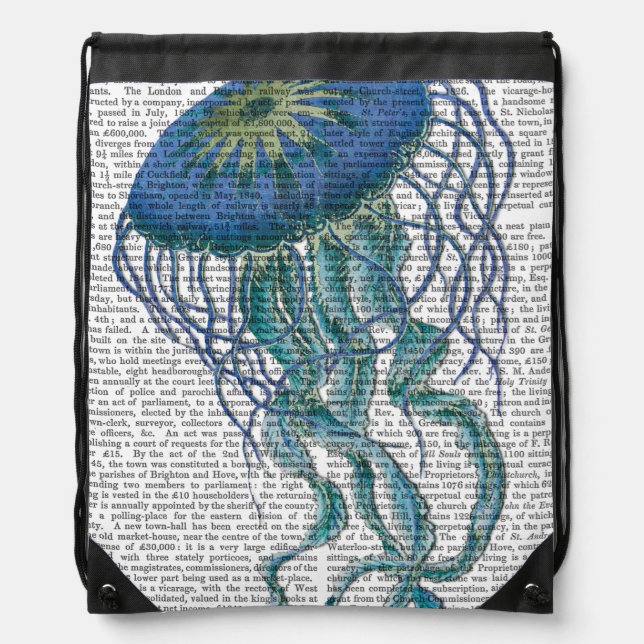 Blue Jellyfish Drawstring Bag (Front)