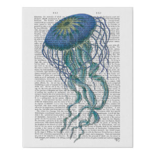 Blue Jellyfish Faux Canvas Print