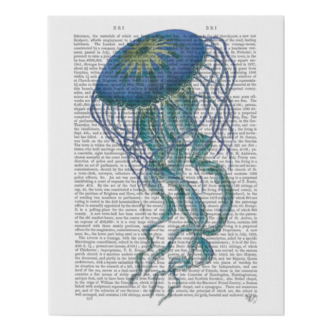 Blue Jellyfish Faux Canvas Print (Front)
