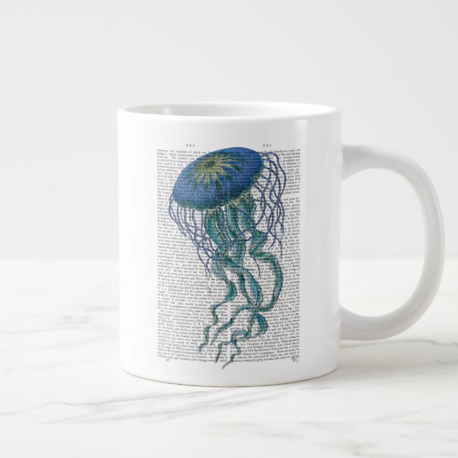 Blue Jellyfish Giant Coffee Mug (Right)