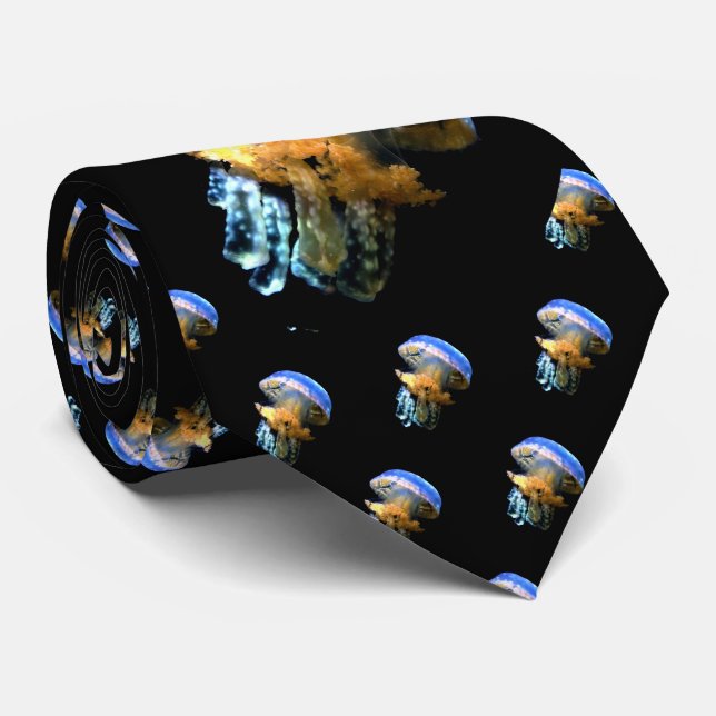 Blue Jellyfish Neck Tie (Rolled)