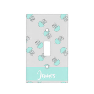 Blue jellyfish on gray light switch cover