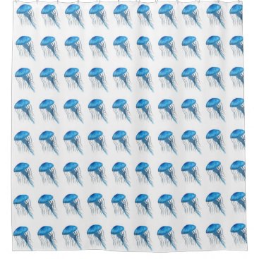 Blue Jellyfish Shower Curtain Blue Jellyfish Shower Curtain