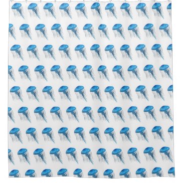Blue Jellyfish Shower Curtain Blue Jellyfish Shower Curtain