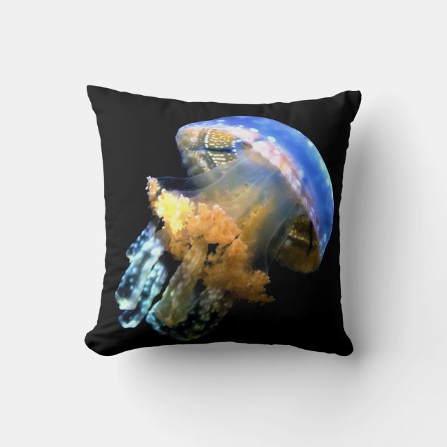Blue Jellyfish Throw Pillow (Front)