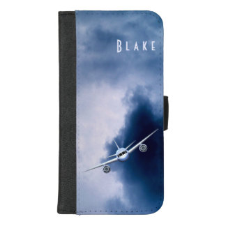 Blue Jet Plane Flying High in the Sky Pilot Folio iPhone 8/7 Plus Wallet Case