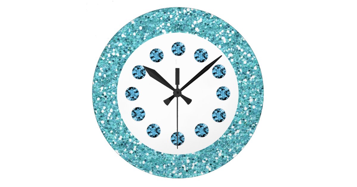 Blue Jewel Bling Wall Clock Zazzle