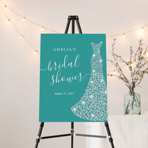 Blue Jewel Dress Bridal Shower Sign