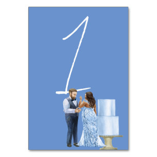 Blue Jewel  Wedding Event Reception Table Number