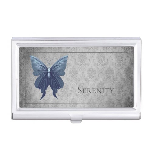 Blue Jeweled Butterfly Business Card Case