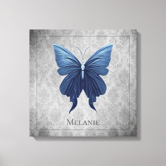 Blue Jeweled Butterfly Canvas Print (Front)