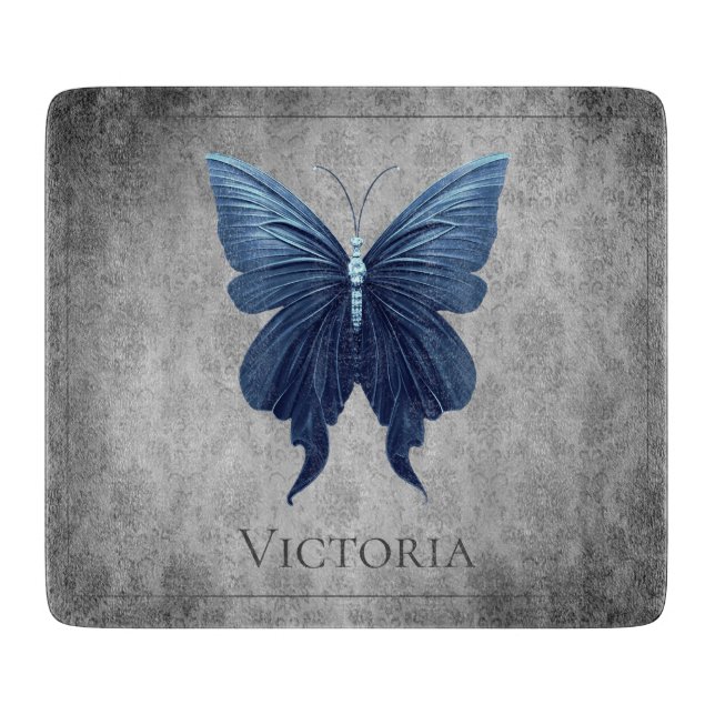 Blue Jeweled Butterfly Cutting Board (Front)