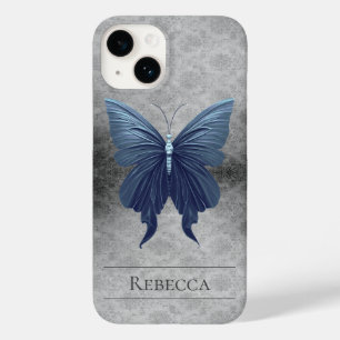 Blue Jeweled Butterfly Damask Case-Mate iPhone 14 Case