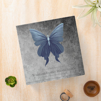 Blue Jeweled Butterfly Family Photo Album 3 Ring Binder