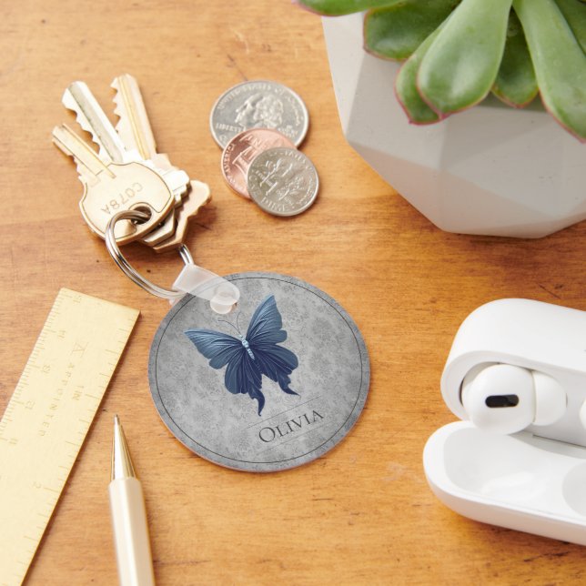 Blue Jeweled Butterfly Keychain (Desk)