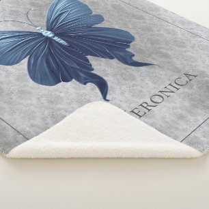Blue Jeweled Butterfly Personalized Sherpa Blanket