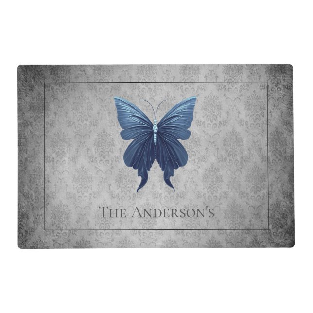 Blue Jeweled Butterfly Placemat (Front)