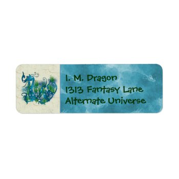 Blue Jeweled Dragon Label by Crazy_Card_Lady at Zazzle