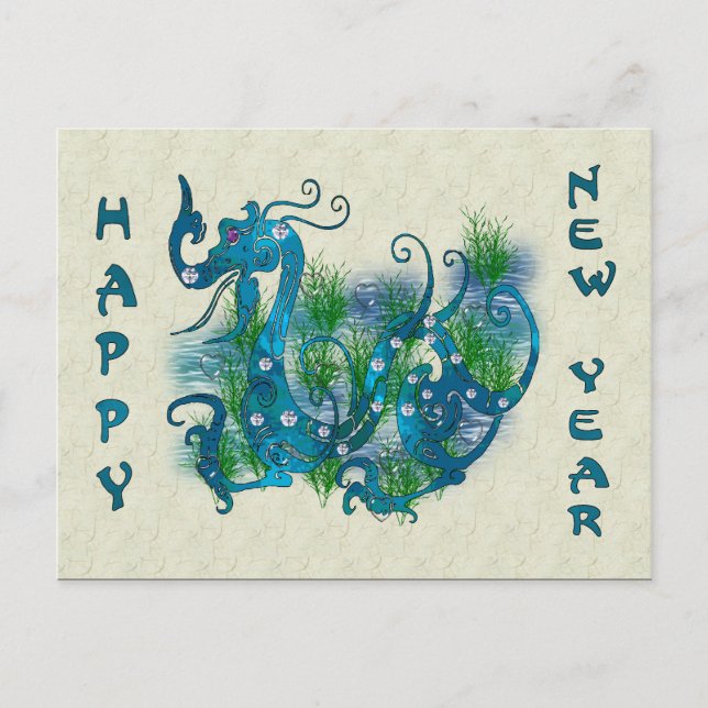 Blue Jeweled Dragon Postcard (Front)