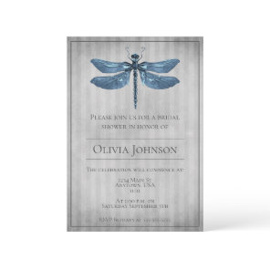 Blue Jeweled Dragonfly Bridal Shower Invitation