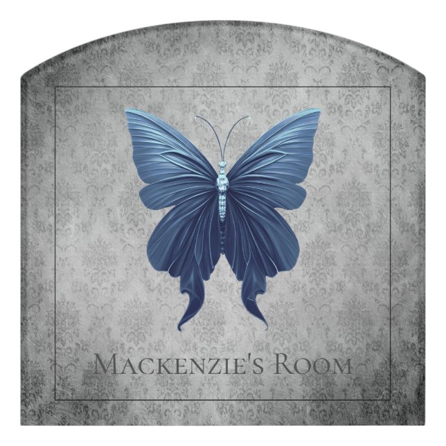 Blue Jeweled Dragonfly Door Sign (Contour Front)