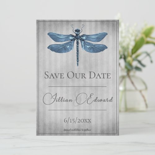 Blue Jeweled Dragonfly Save the Date Announcement