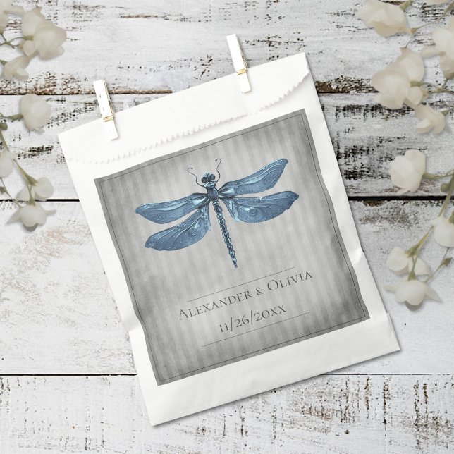 Blue Jeweled Dragonfly Wedding Favor Bag (Blue Jeweled Dragonfly Wedding Favor Bags)