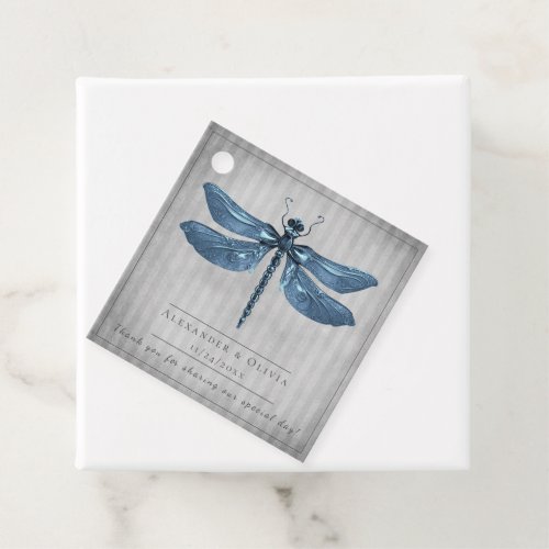 Blue Jeweled Dragonfly Wedding Favor Tags