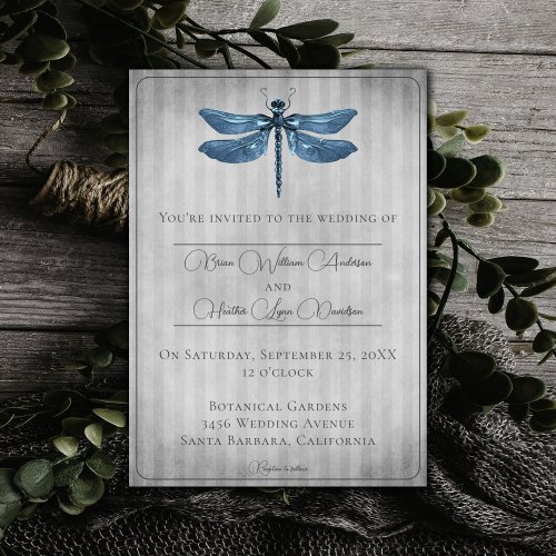 Blue Jeweled Dragonfly Wedding Invitation
