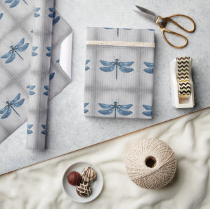 Blue Jeweled Dragonfly Wrapping Paper