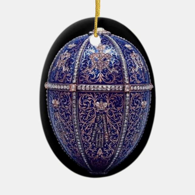 Blue Jeweled Egg Ornament (Front)