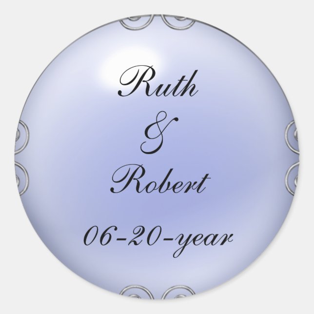 Blue Jeweled Pearl Wedding Stickers (Front)