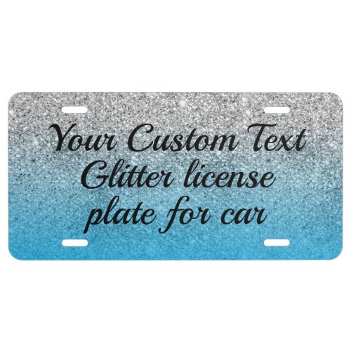 Blue Jewelry Shiny Calligraphy Sparkle Bling License Plate