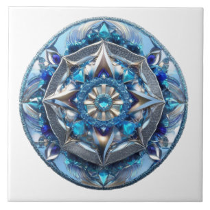 Blue Jewels Medallion Abstract Ceramic Tile