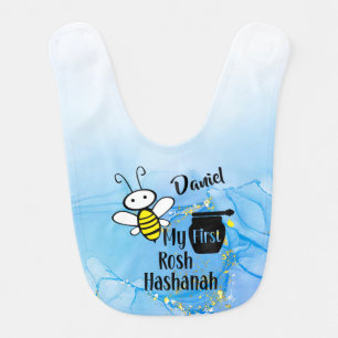 Blue Jewish Gift for Baby Boy First Rosh Hashanah Bib