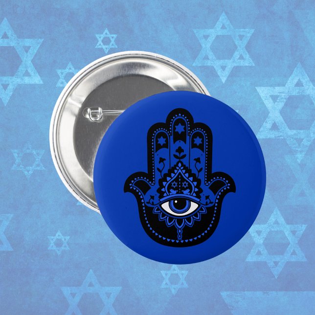 Blue Jewish Hamsa with Star of David  Button (Creator Uploaded)