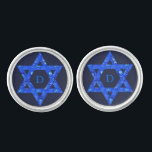 Blue Jewish Star of David Monogrammed Cufflinks<br><div class="desc">Hanukkah-textured Jewish Star of David design in blue. Great Jewish gift ideas for him. To change the initial,  use the personalize option. For more extensive text changes such as changes to the font,  font color,  or text size and layout,  choose the customize option.</div>