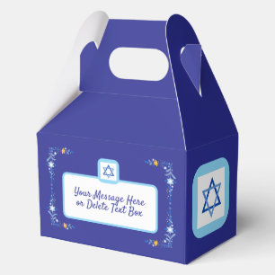 Blue Jewish Star of David with Border Favor Boxes